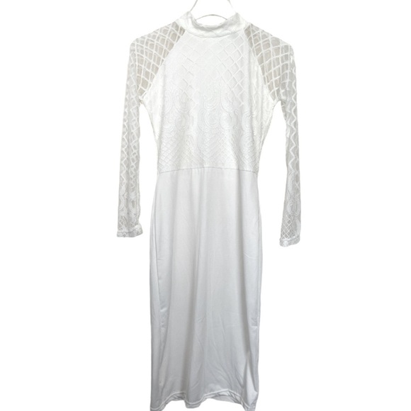 Unbranded Dresses & Skirts - Beautiful White Lace Half Turtle Neck Party/Wedding Dress Size Medium